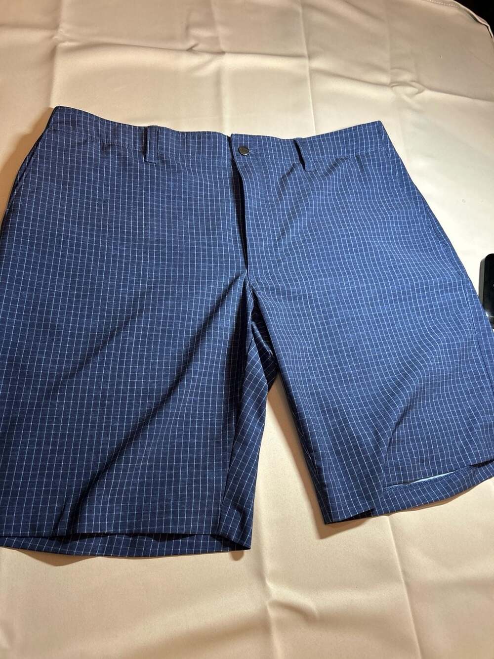 Callaway Shorts Mens Size 32 Blue Window Pane Plaid Golf Hike Active Stretch